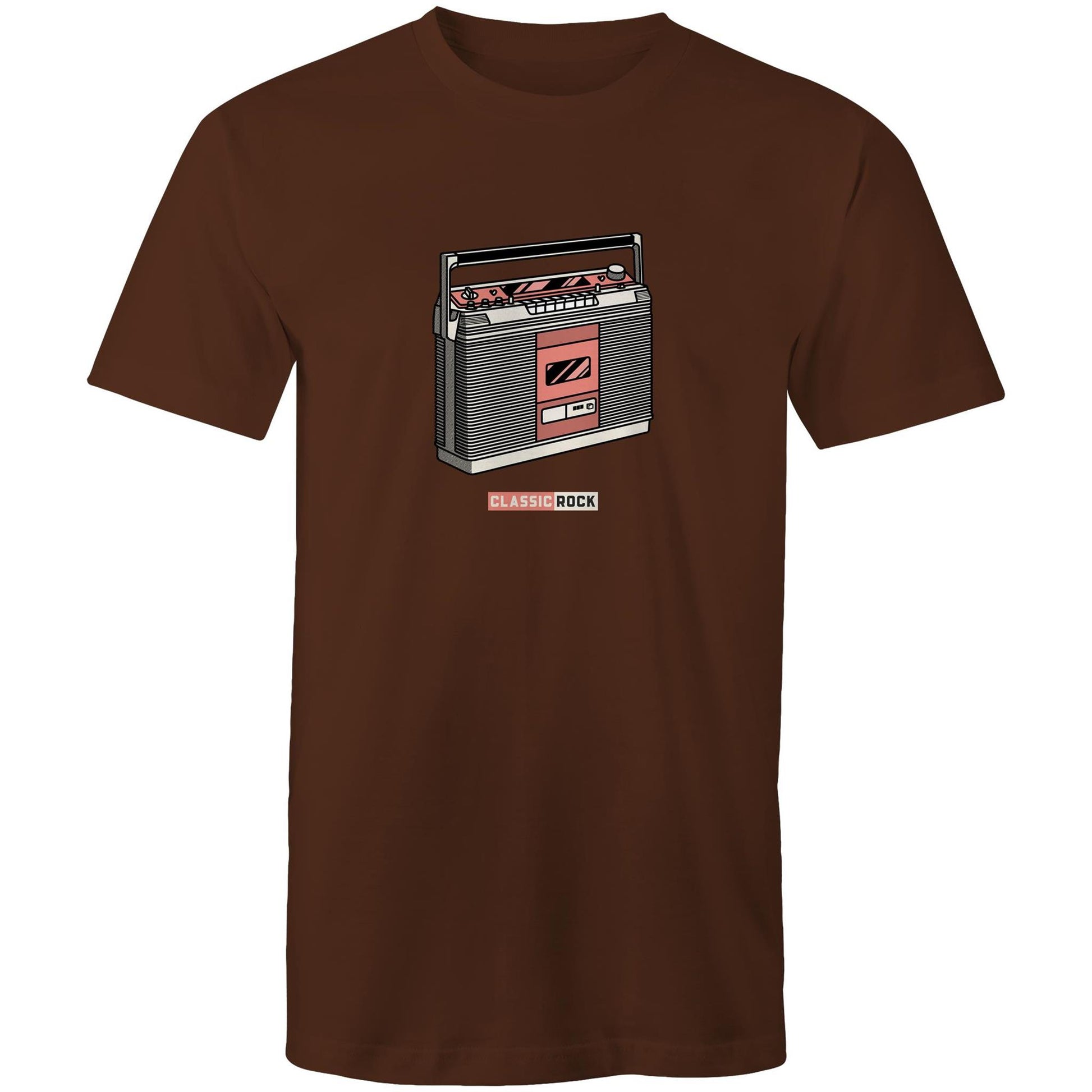 Classic Rock, Cassette Player - Mens T-Shirt Dark Chocolate Mens T-shirt Music Retro