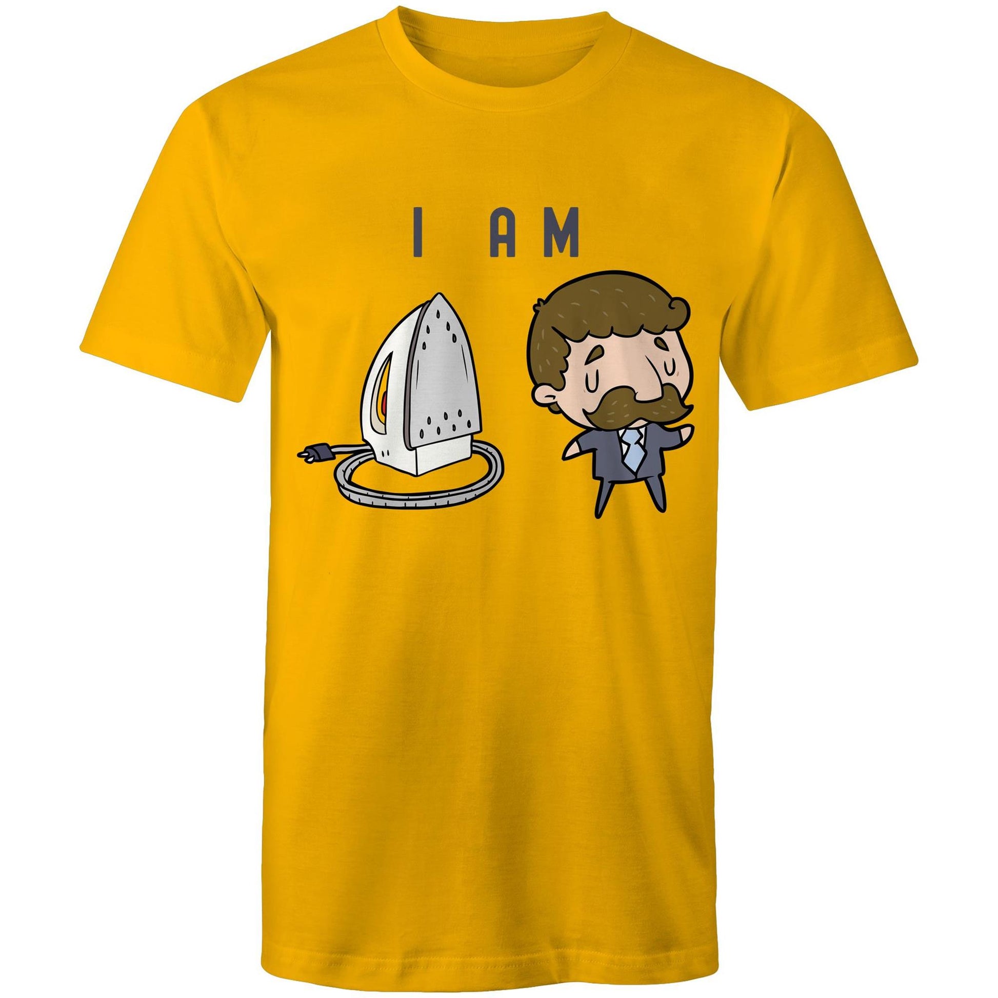 I Am Ironing Man Cartoon - Mens T-Shirt Gold Mens T-shirt comic Funny
