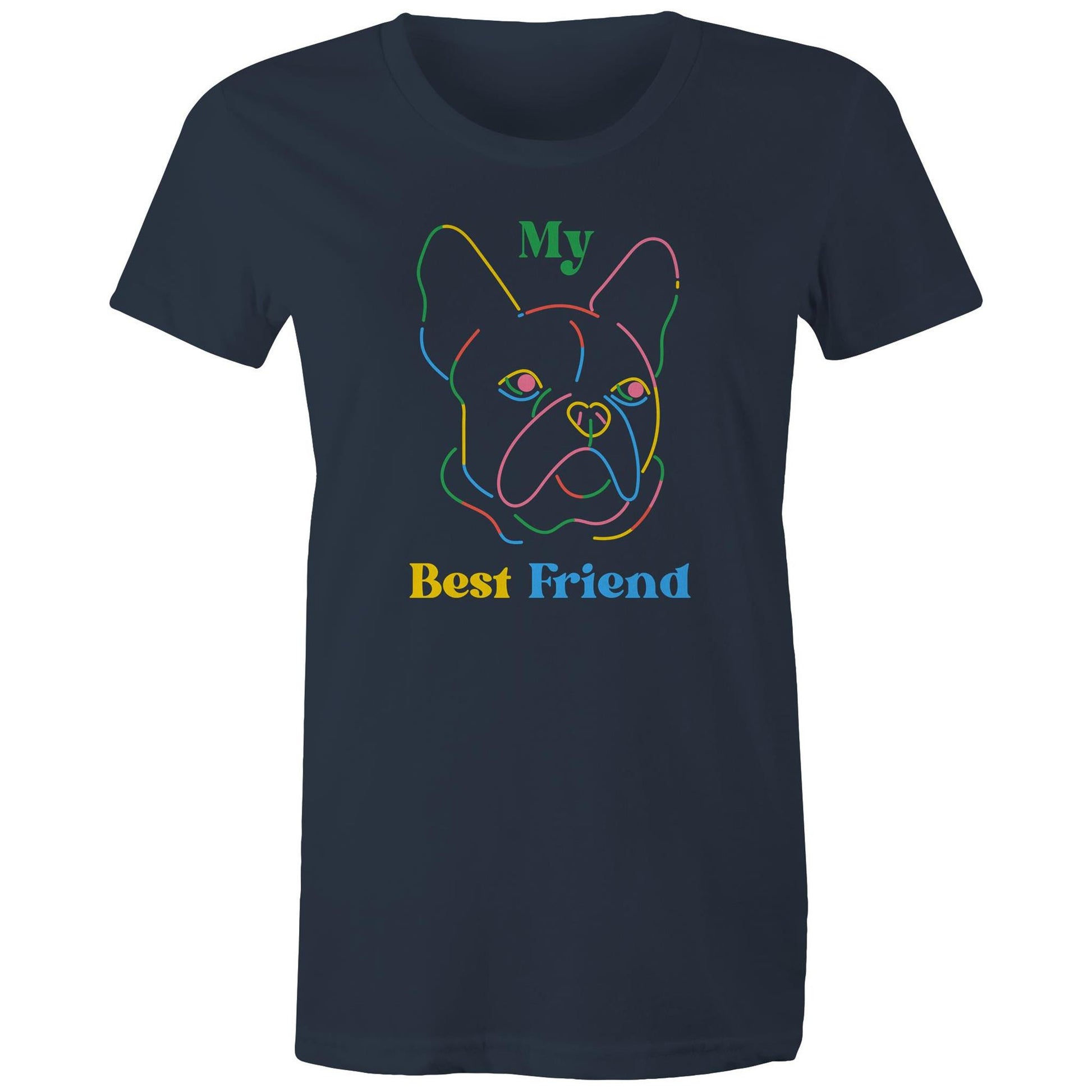 My Best Friend, Dog - Womens T-shirt Navy Womens T-shirt animal