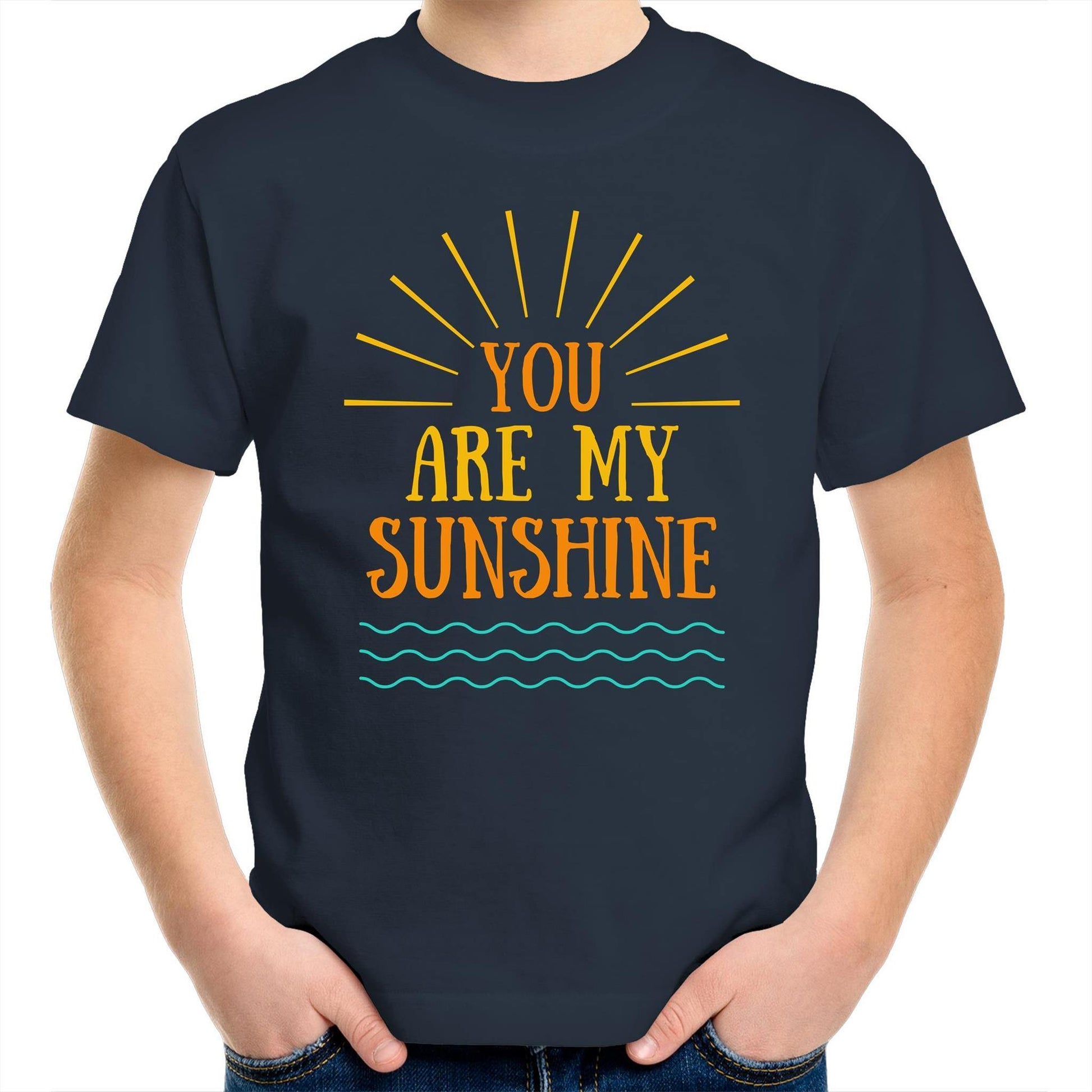 You Are My Sunshine - Kids Youth Crew T-Shirt Navy Kids Youth T-shirt Summer