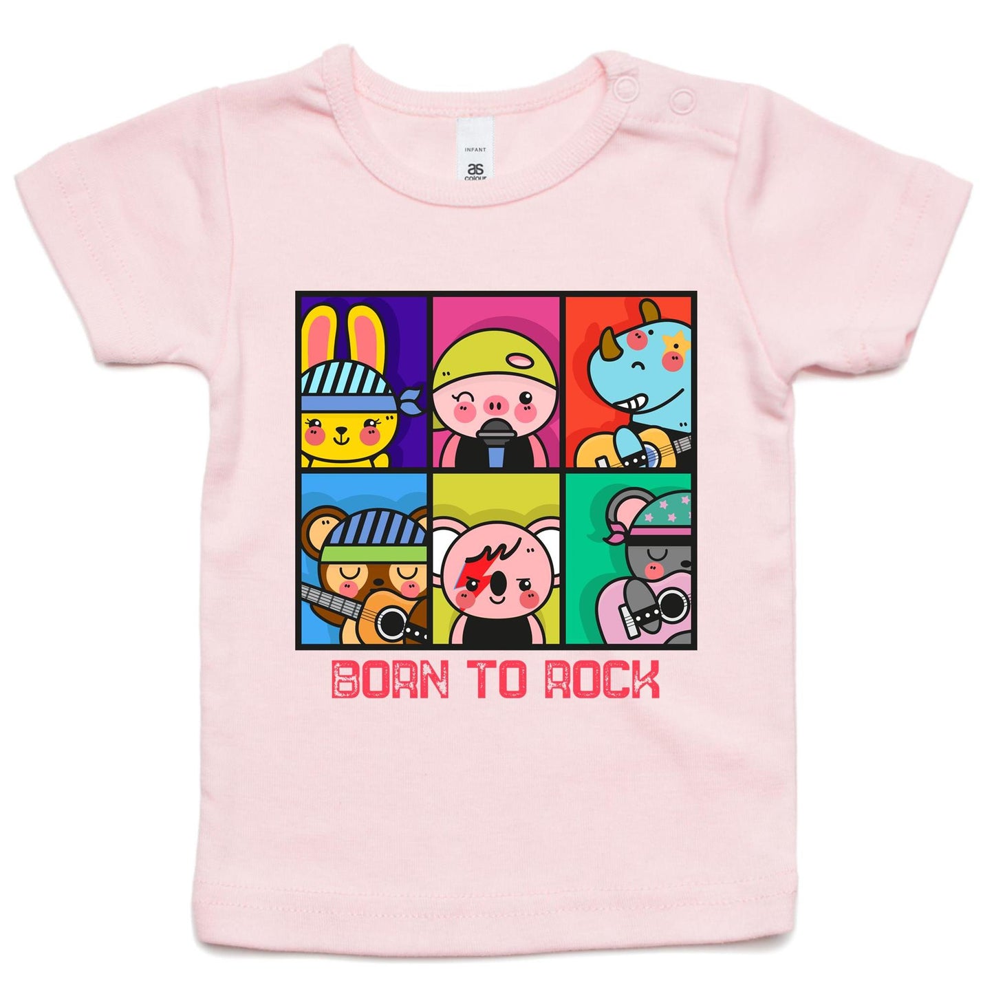 Born To Rock - Baby T-shirt Pink Baby T-shirt Music