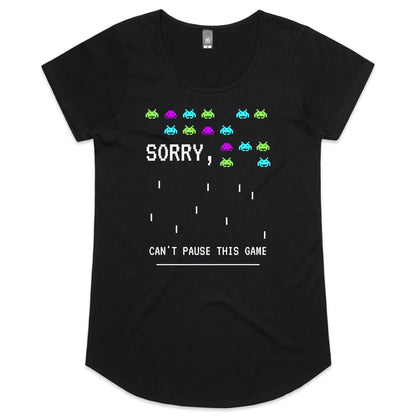 Sorry, Can't Pause This Game - Womens Scoop Neck T-Shirt Black Womens Scoop Neck T-shirt Games