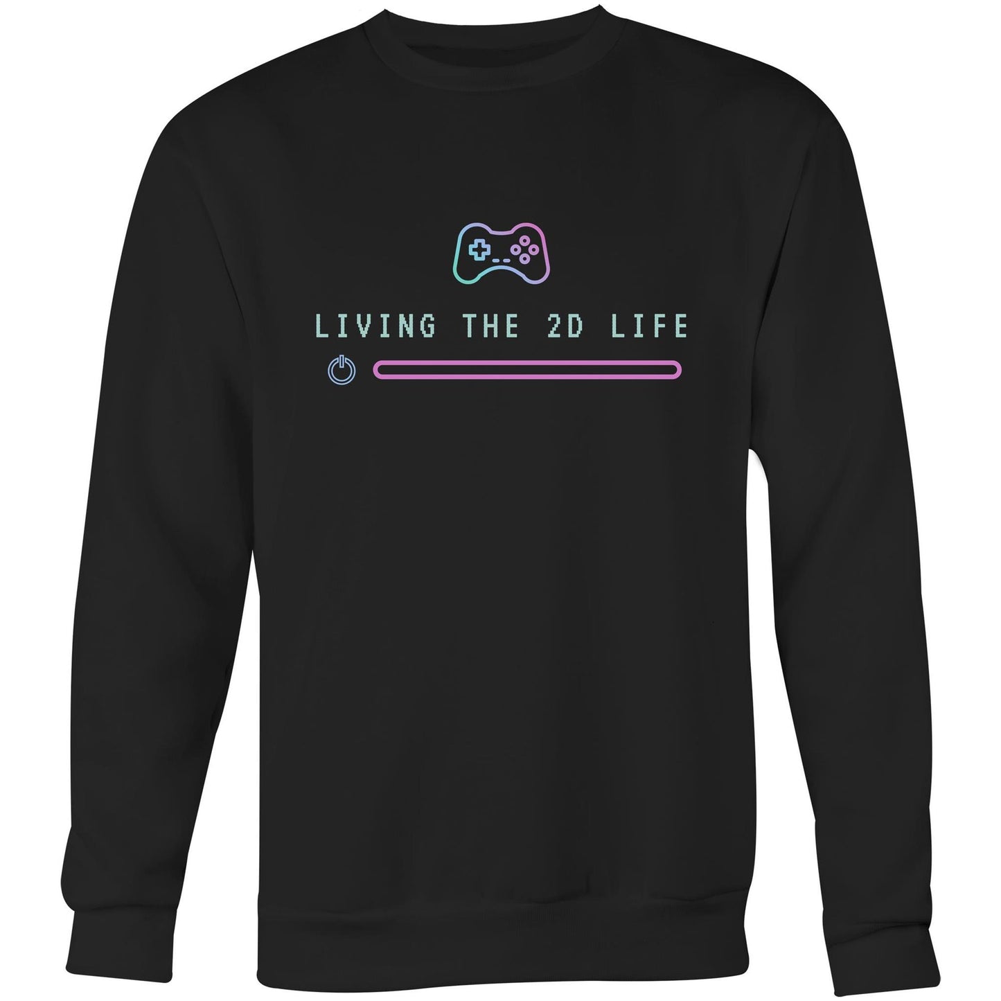 Living The 2D Life - Crew Sweatshirt Black Sweatshirt Games Tech
