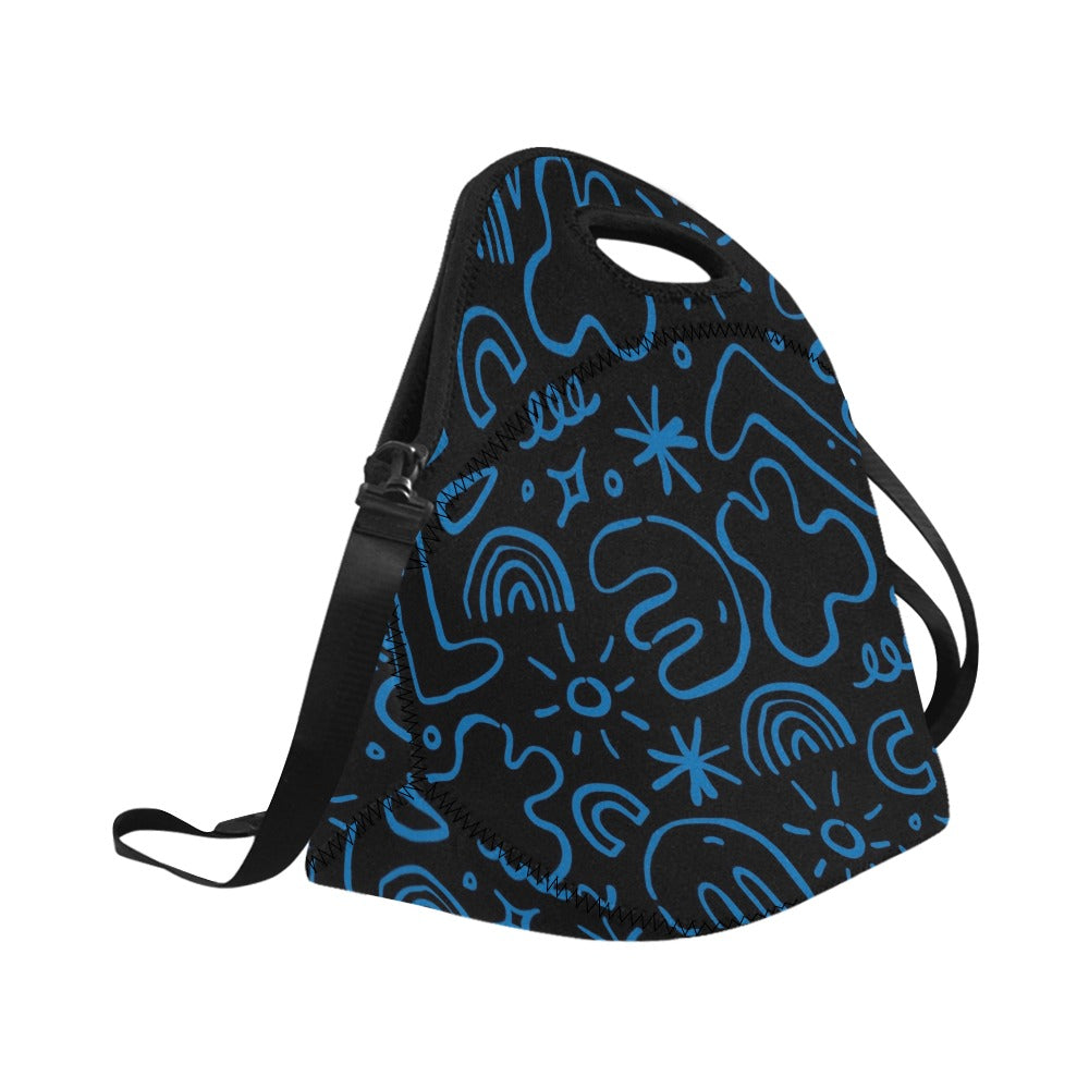 Blue Squiggle - Neoprene Lunch Bag/Large Neoprene Lunch Bag/Large Printed Offshore