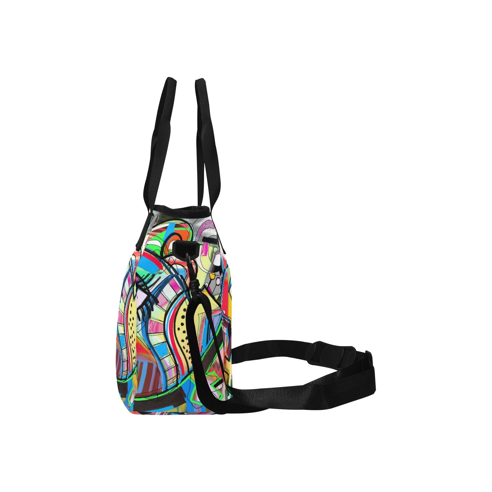 Graffiti Bird - Tote Bag with Shoulder Strap Nylon Tote Bag