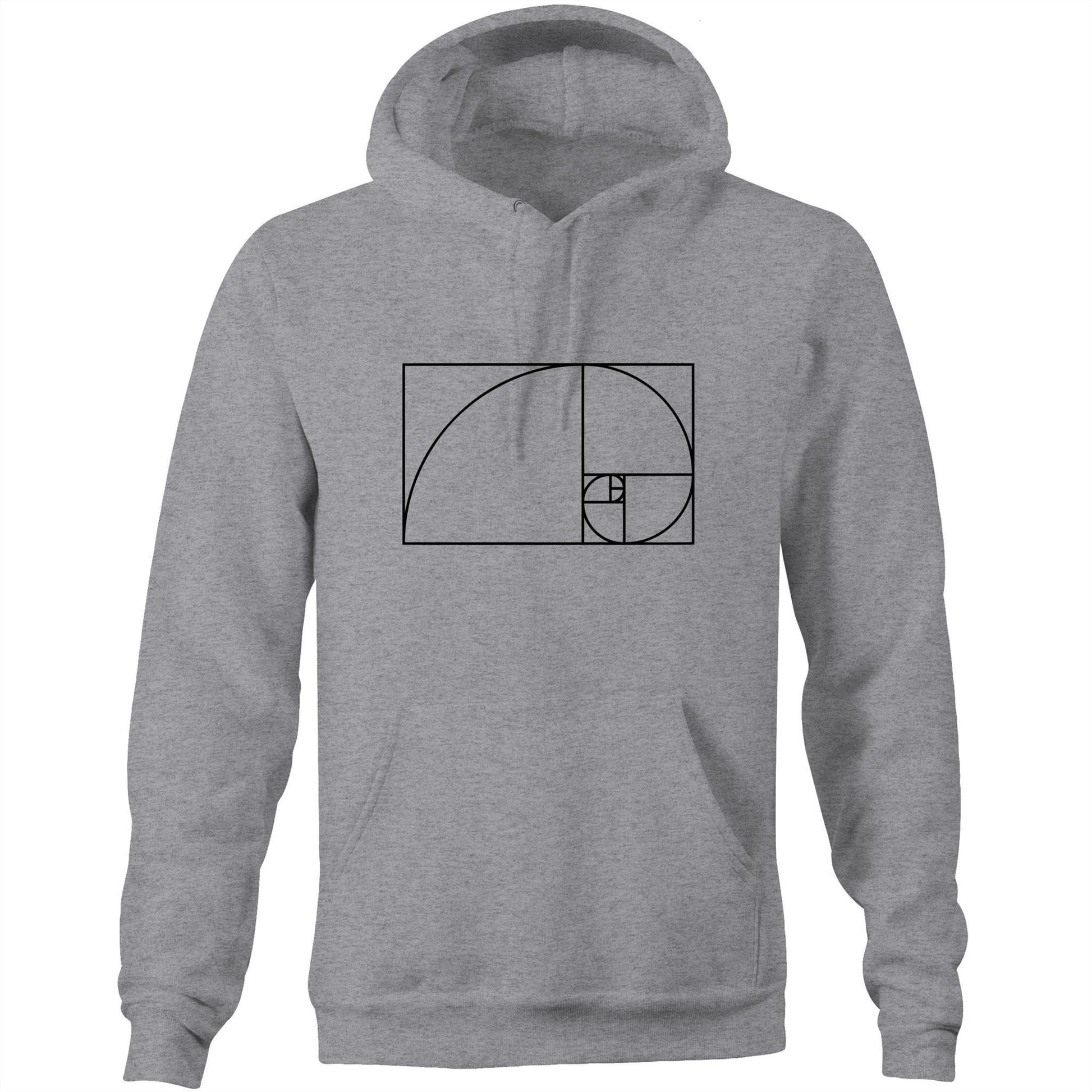 Fibonacci - Pocket Hoodie Sweatshirt Grey Marle Hoodie Maths Mens Science Womens