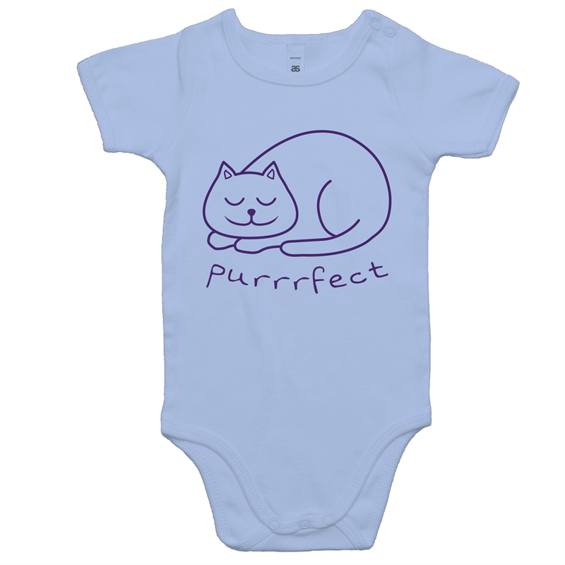 Purrrfect - Baby Bodysuit Powder Blue Baby Bodysuit animal kids