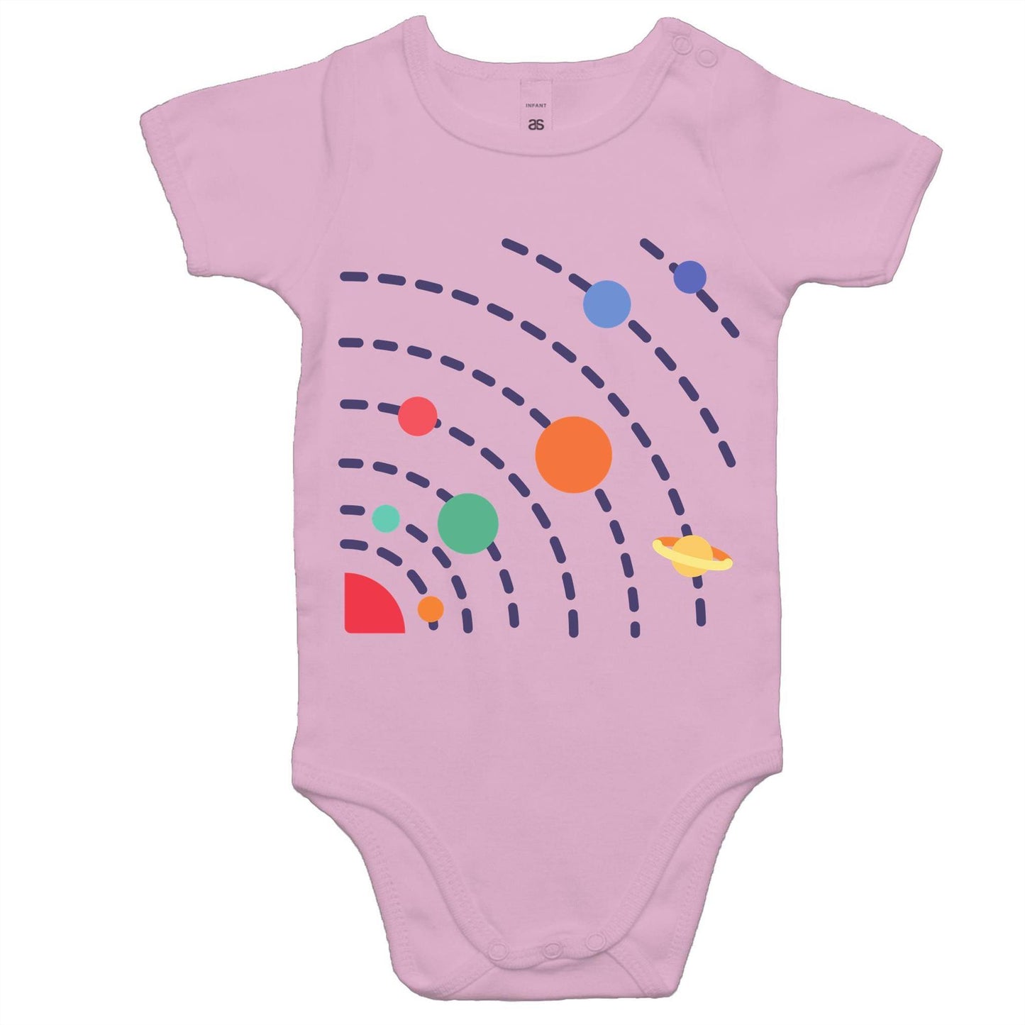 Solar System - Baby Bodysuit Pink Baby Bodysuit kids Science Space