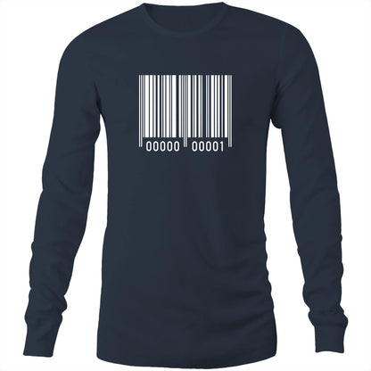 Barcode - Long Sleeve T-Shirt Navy Unisex Long Sleeve T-shirt Mens Womens