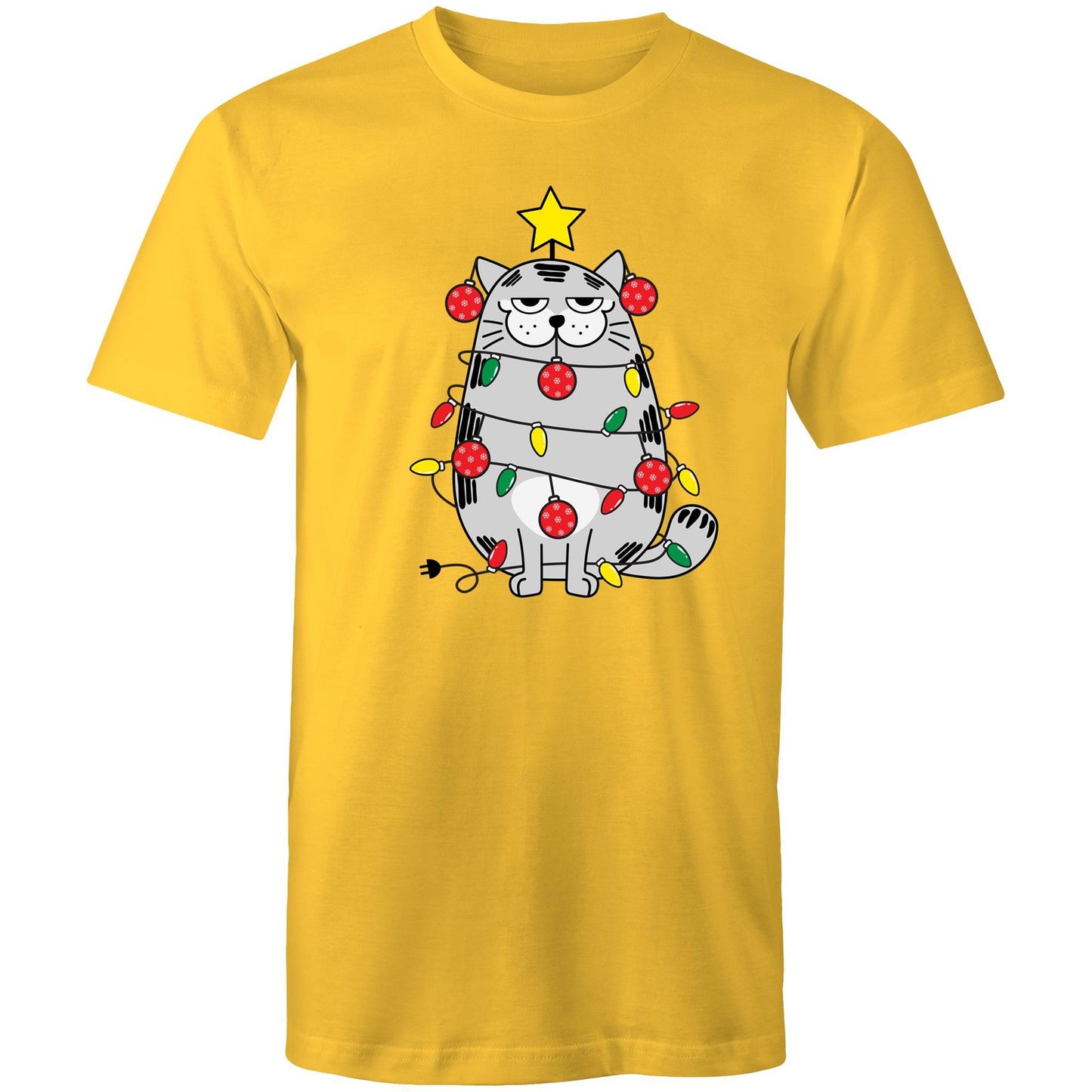 Christmas Cat - Mens T-Shirt Yellow Christmas Mens T-shirt Merry Christmas