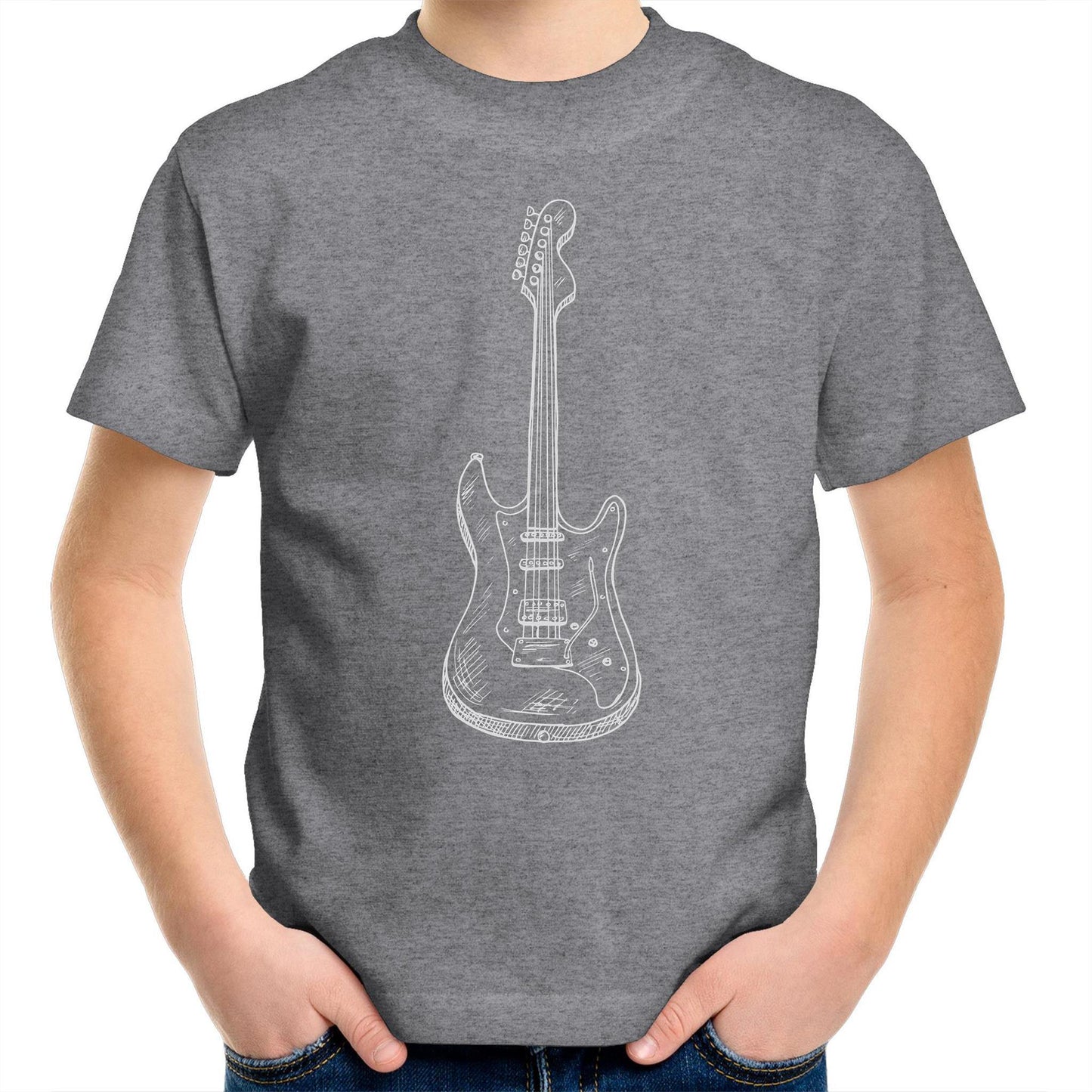 Guitar - Kids Youth Crew T-Shirt Grey Marle Kids Youth T-shirt Music
