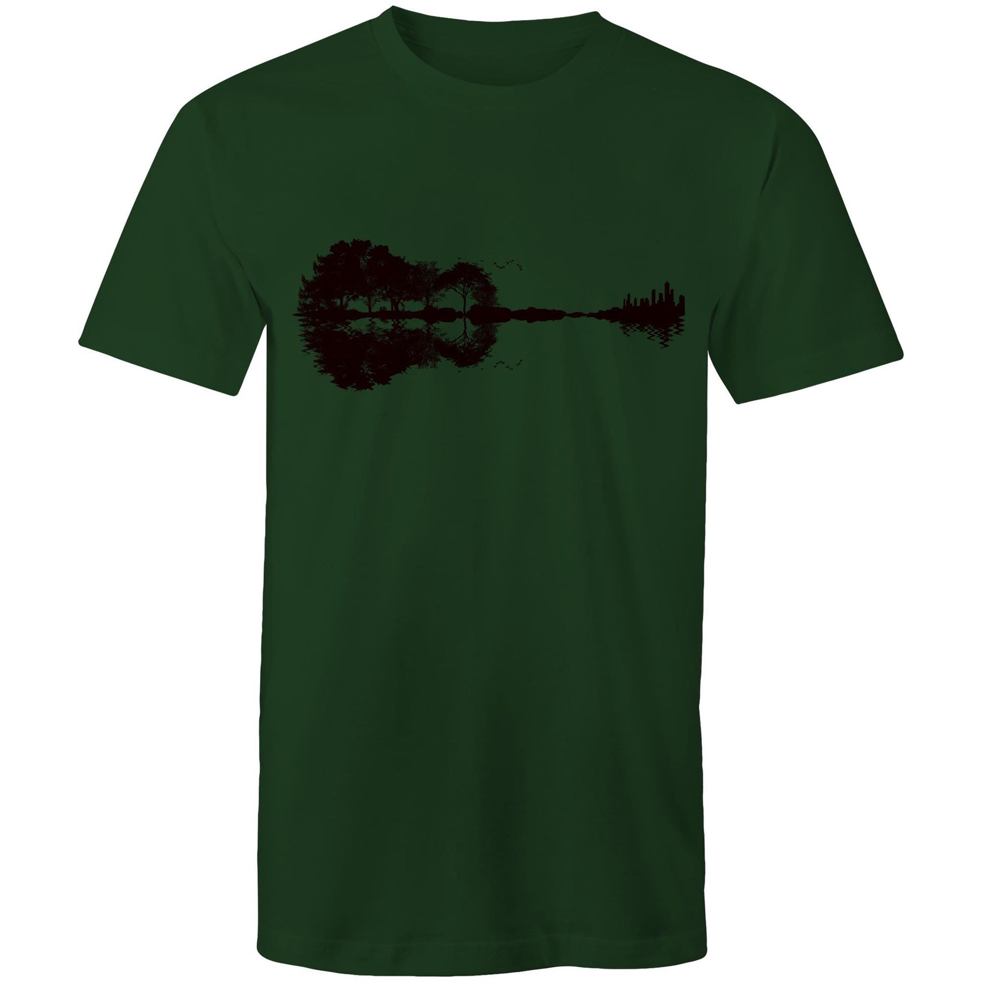 Guitar Reflection - Mens T-Shirt Forest Green Mens T-shirt Music