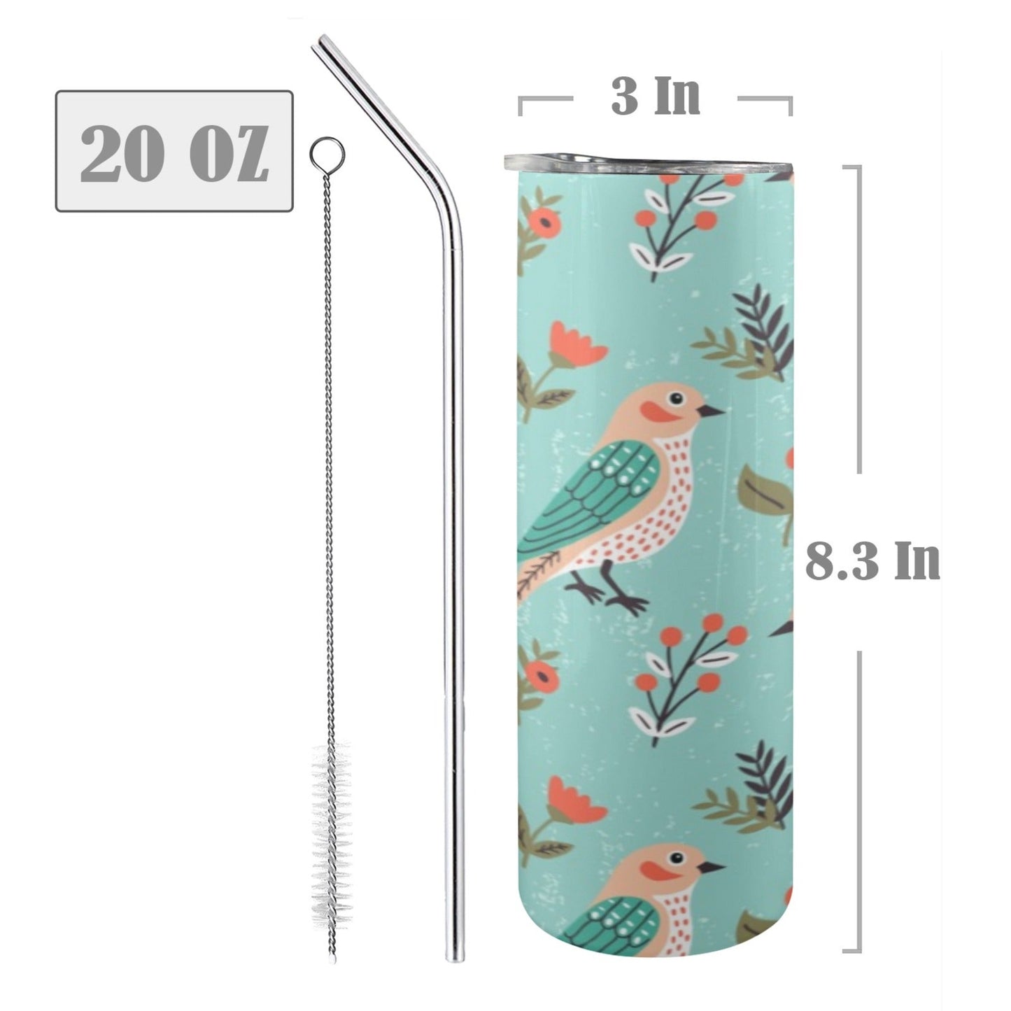 Bird - 20oz Tall Skinny Tumbler with Lid and Straw 20oz Tall Skinny Tumbler with Lid and Straw
