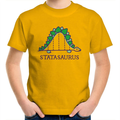 Statasaurus - Kids Youth Crew T-Shirt Gold Kids Youth T-shirt animal Maths Science