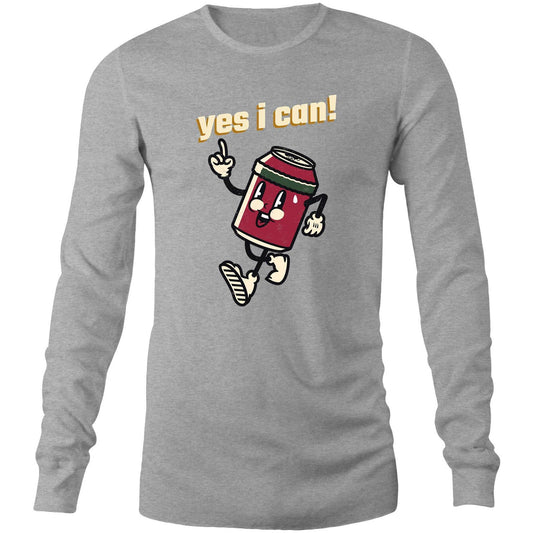 Yes I Can! - Long Sleeve T-Shirt Grey Marle Unisex Long Sleeve T-shirt Motivation Retro