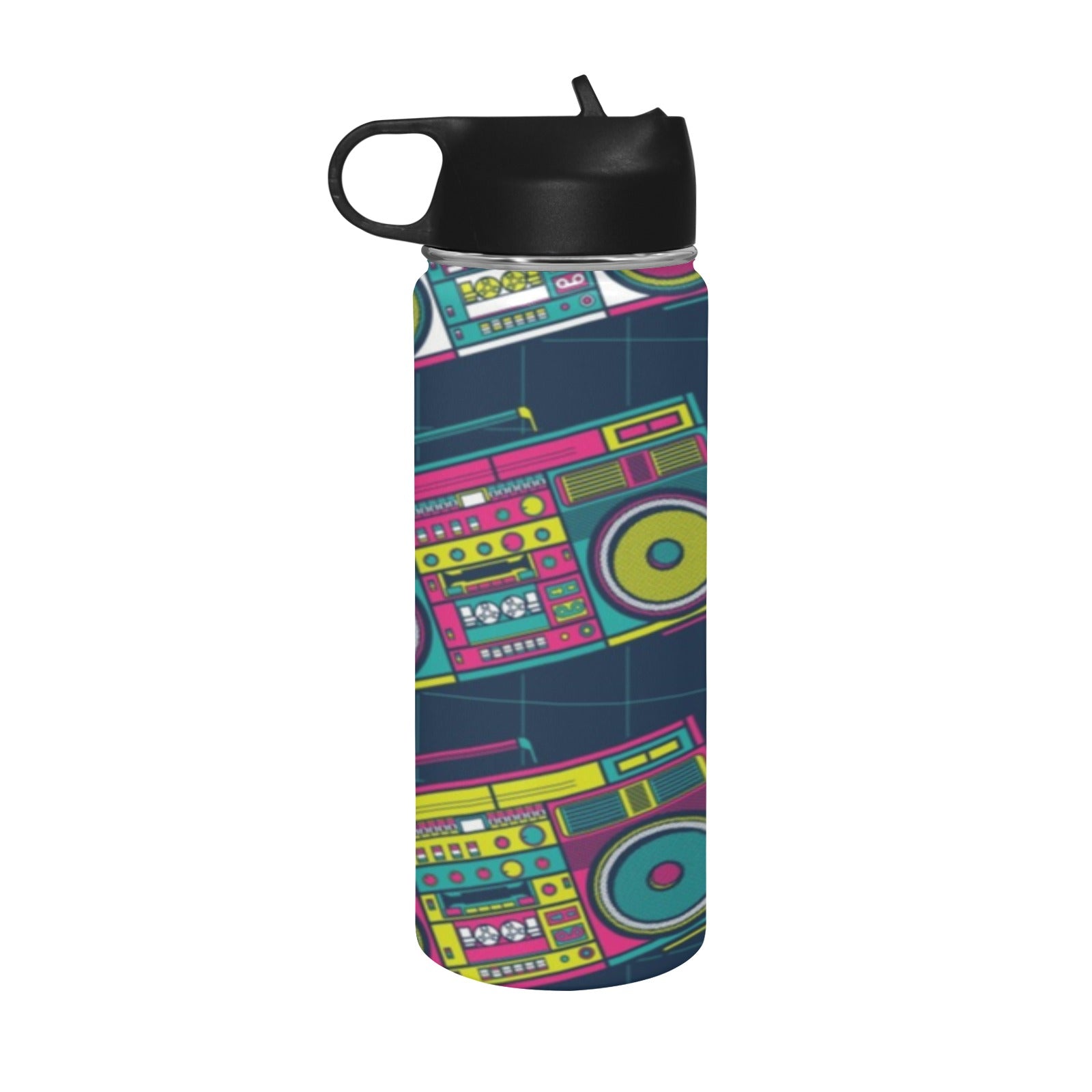 Boombox Insulated Water Bottle with Straw Lid (18 oz) Insulated Water Bottle with Straw Lid Printed Offshore