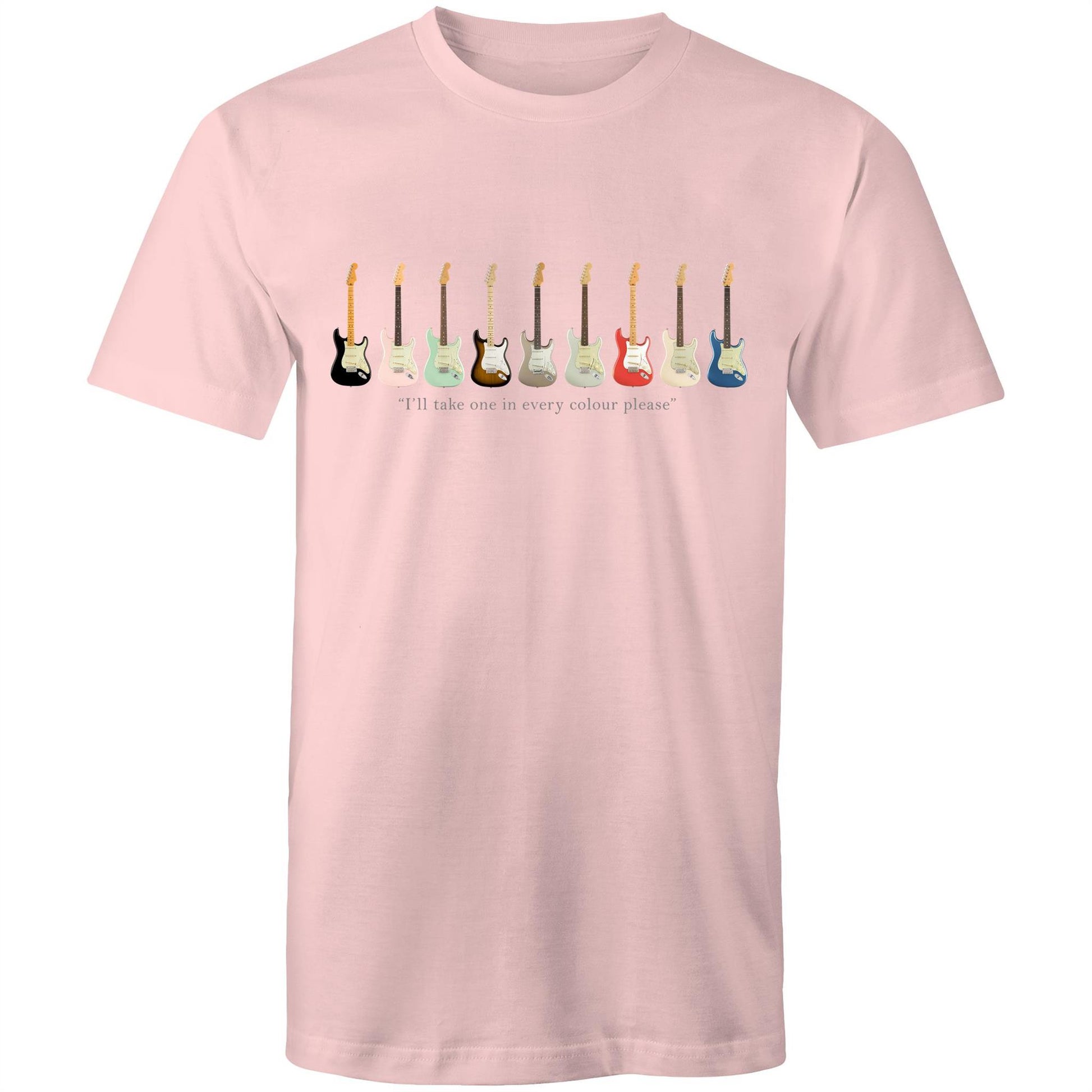 Guitars In Every Colour - Mens T-Shirt Pink Mens T-shirt Music