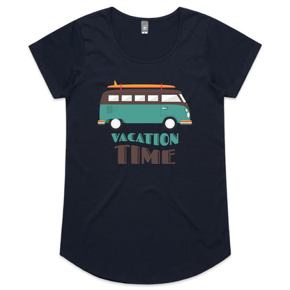 Vacation Time - Womens Scoop Neck T-Shirt Navy Womens Scoop Neck T-shirt Summer Womens