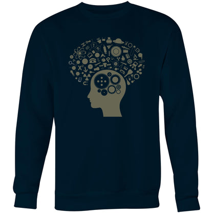 Science Brain - Crew Sweatshirt Navy Sweatshirt Mens Science Womens