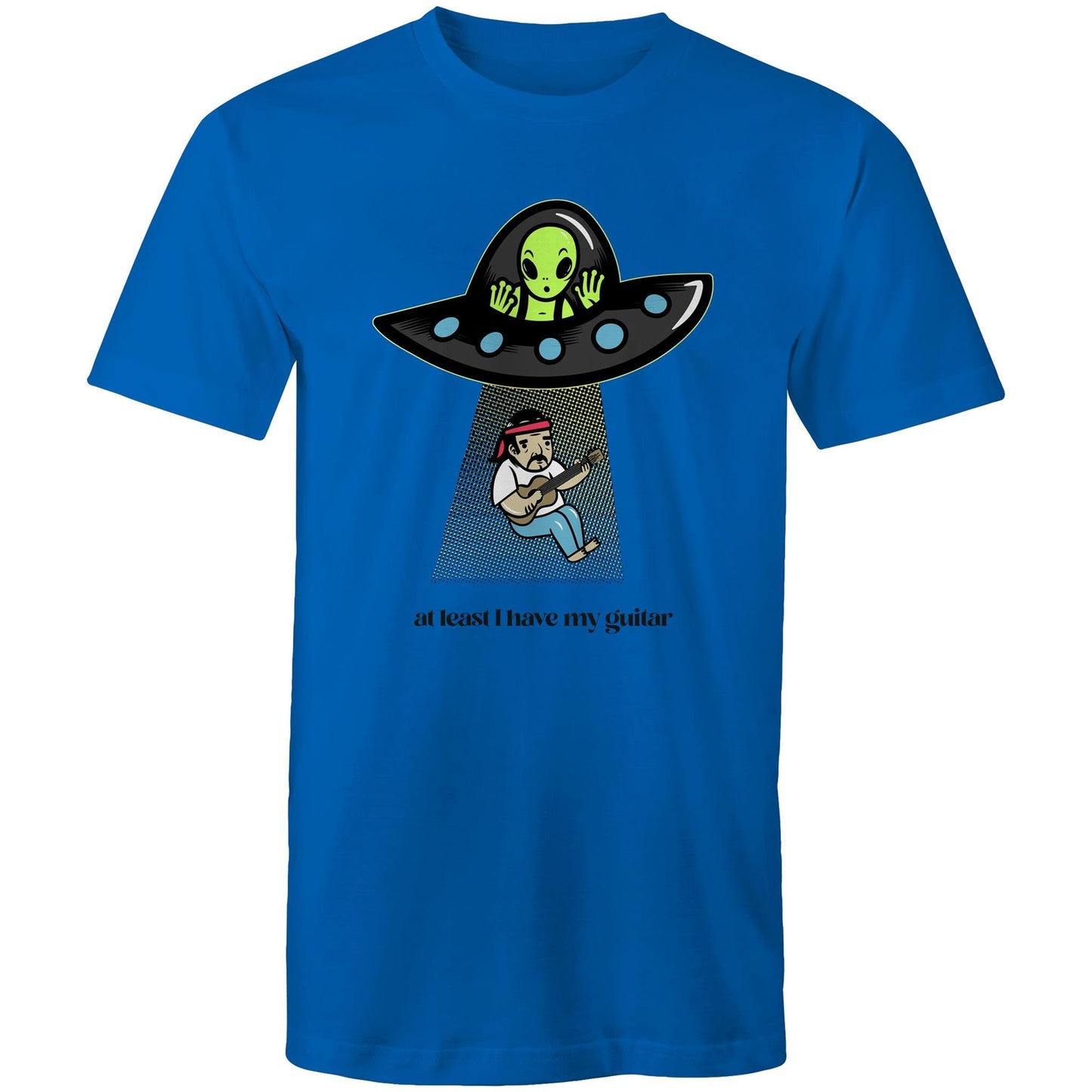 Guitarist Alien Abduction - Mens T-Shirt Bright Royal Mens T-shirt Music Sci Fi