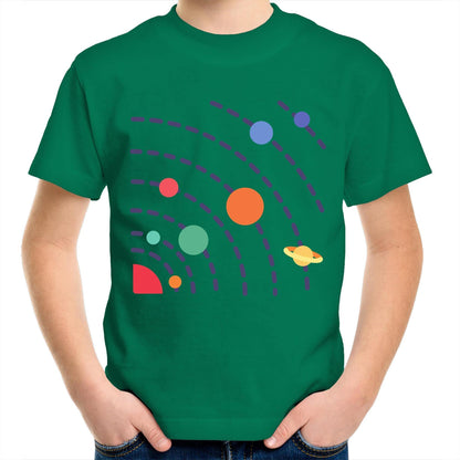 Solar System - Kids Youth Crew T-Shirt Kelly Green Kids Youth T-shirt Science Space
