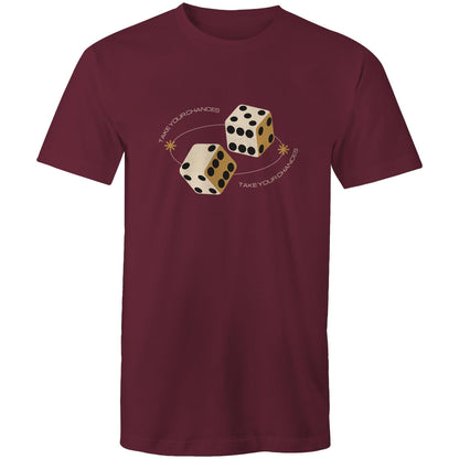 Dice, Take Your Chances - Mens T-Shirt Burgundy Mens T-shirt Games