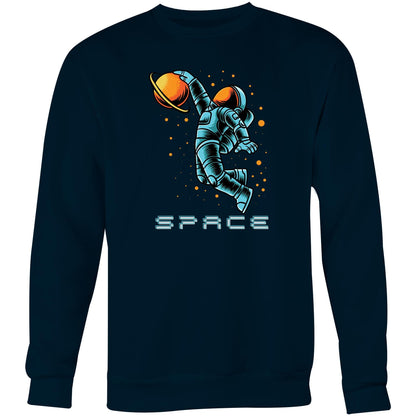 Astronaut Basketball - Crew Sweatshirt Navy Sweatshirt Space