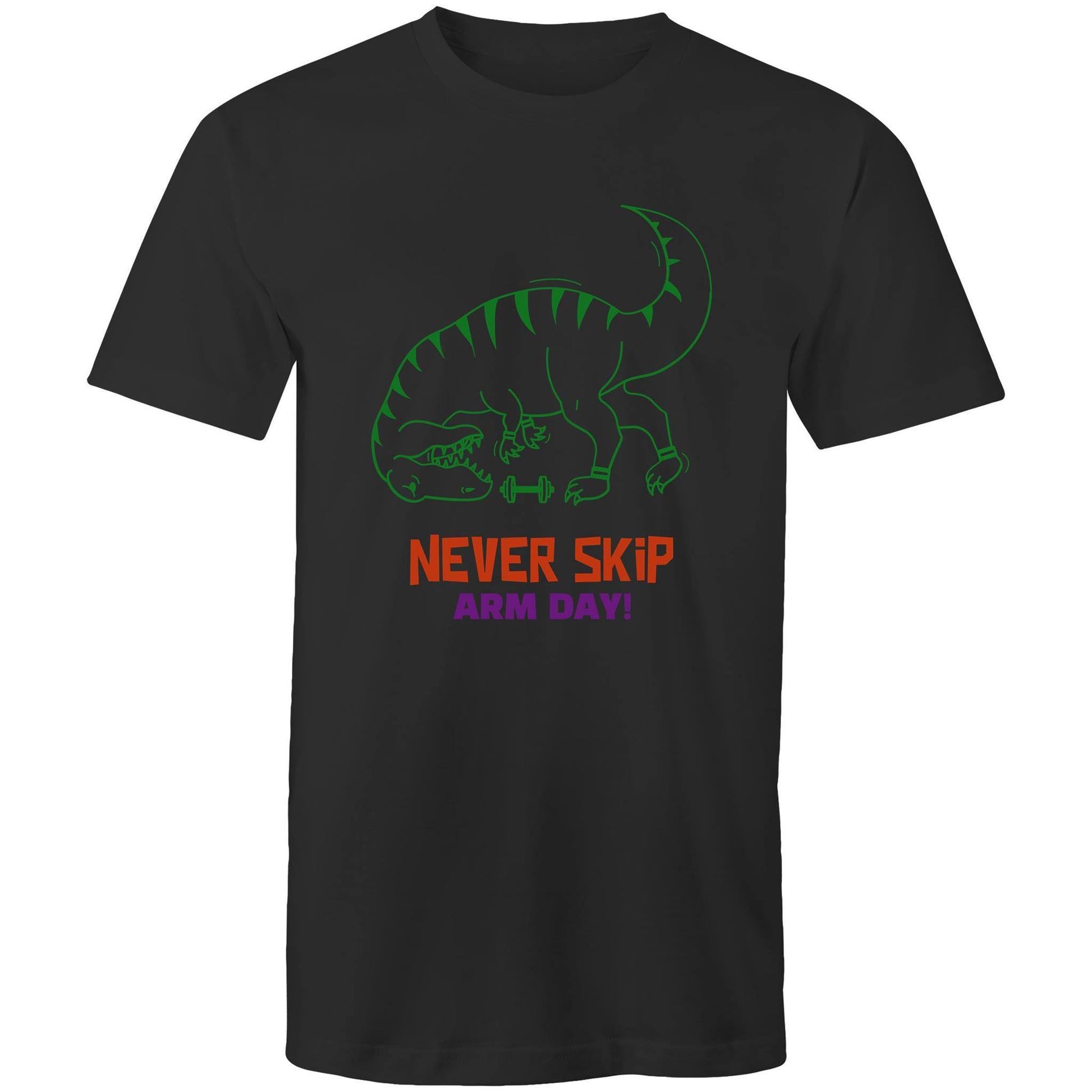 Never Skip Arm Day, Dinosaur - Short Sleeve T-shirt Black Fitness T-shirt animal Fitness Funny Mens Womens