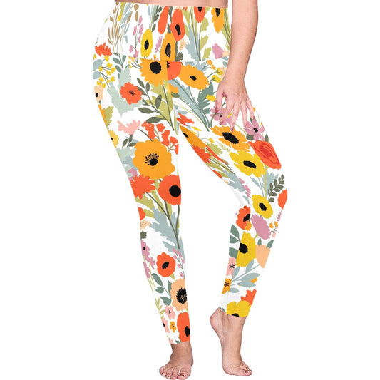 Fun Floral - Women's Plus Size High Waist Leggings Women's Plus Size High Waist Leggings Plants