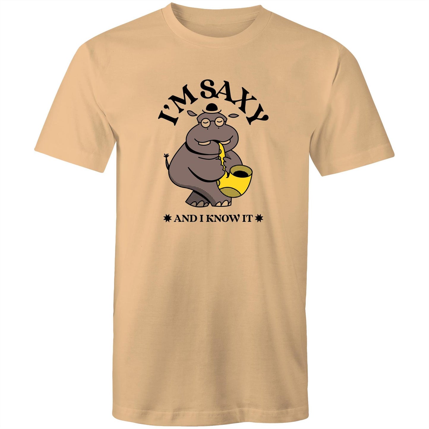 I'm Saxy And I Know It - Mens T-Shirt Tan Mens T-shirt animal Music
