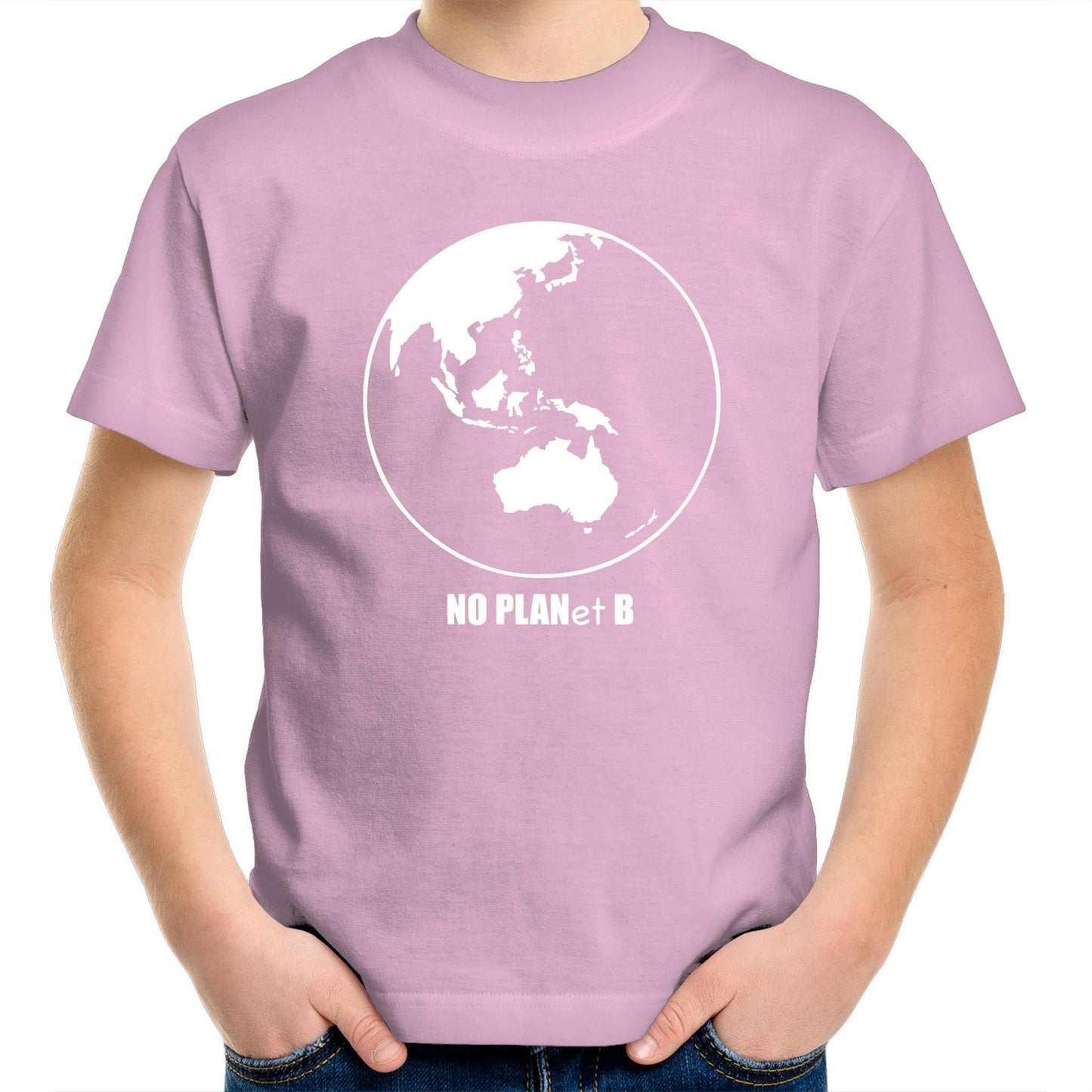 No Planet B - Kids Youth Crew T-Shirt Pink Kids Youth T-shirt Environment