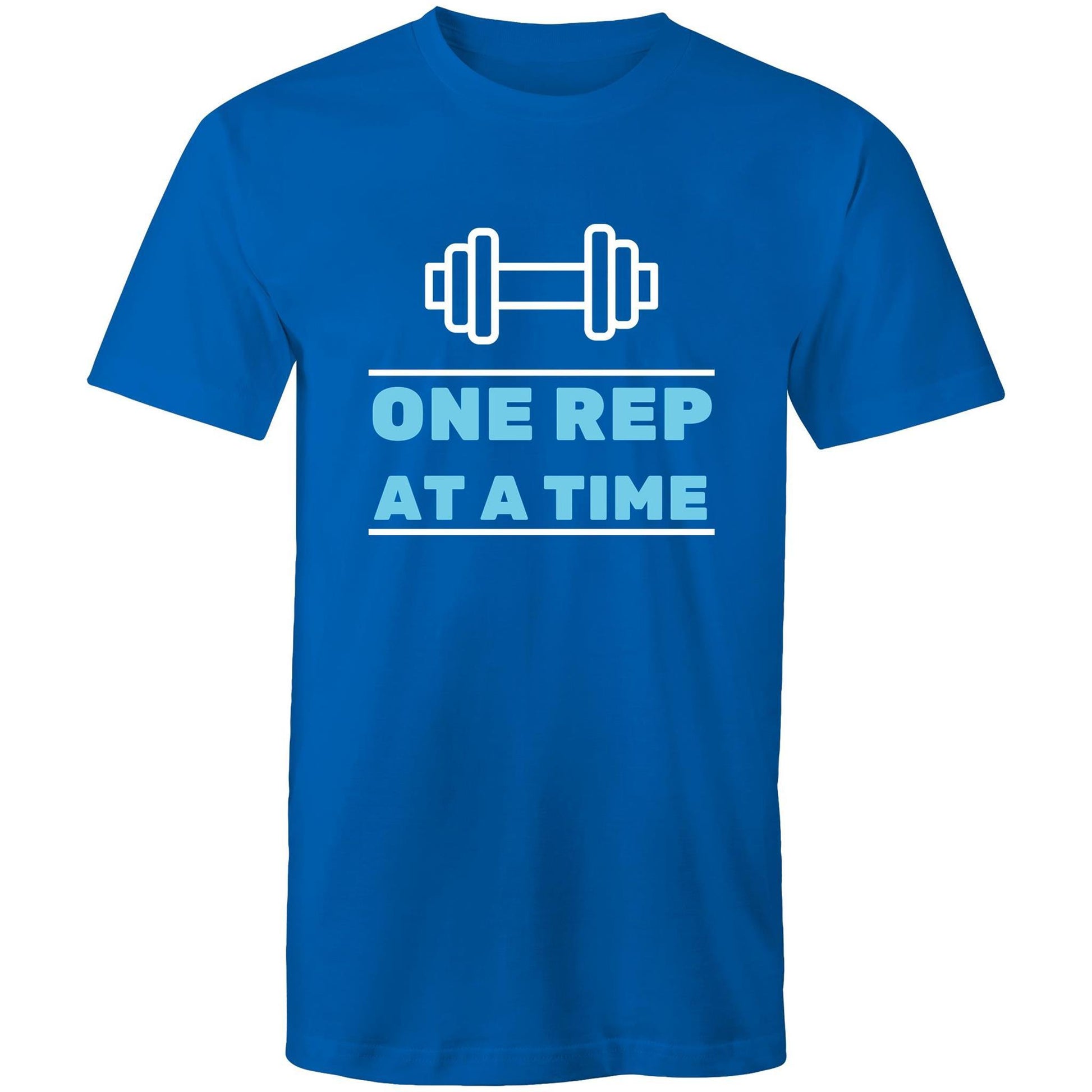 One Rep At A Time - Short Sleeve T-shirt Bright Royal Fitness T-shirt Fitness Mens Womens