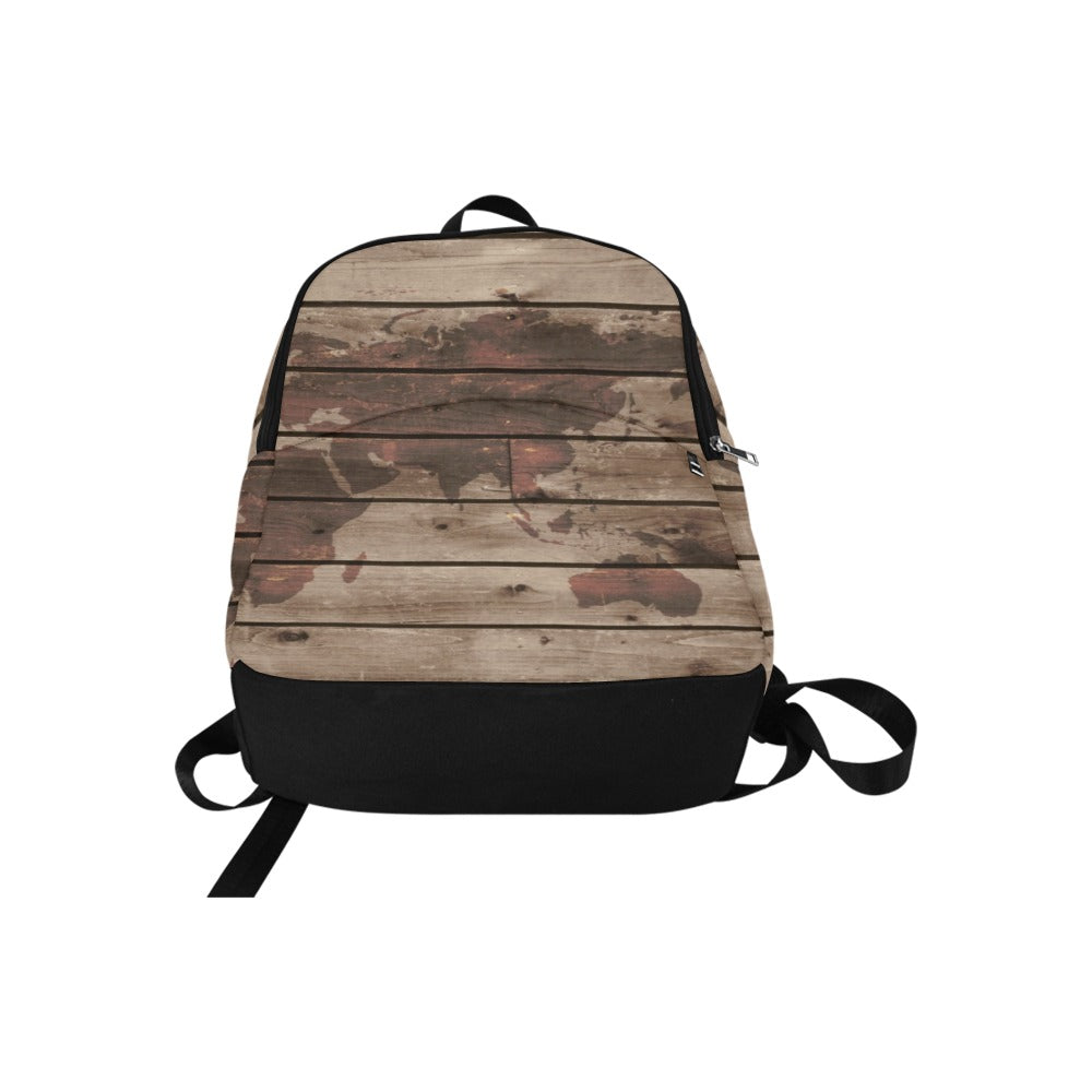 Map On Wood - Fabric Backpack for Adult Adult Casual Backpack