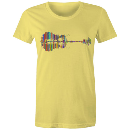 Guitar Reflection In Colour - Womens T-shirt Yellow Womens T-shirt Music