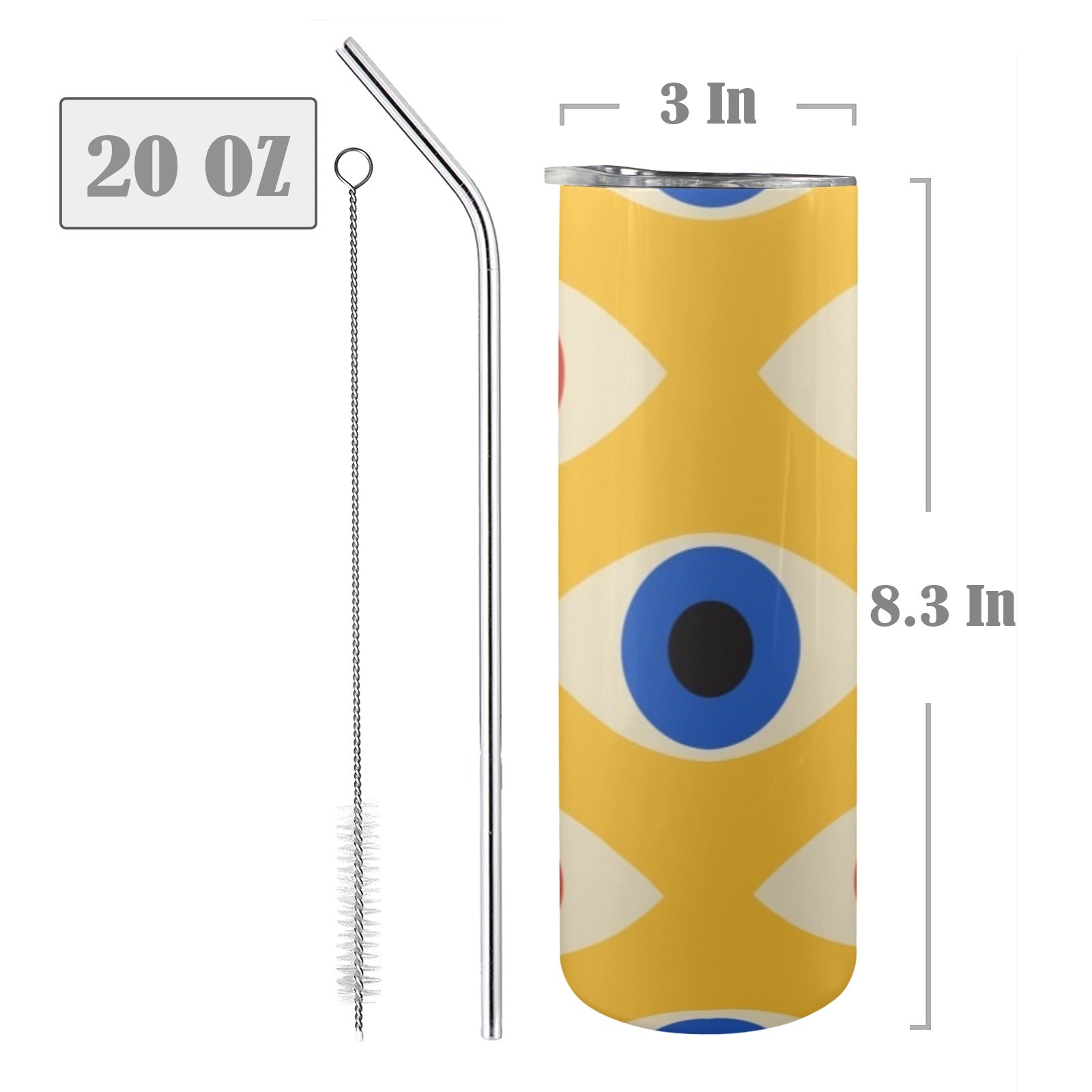 Eyes on Yellow - 20oz Tall Skinny Tumbler with Lid and Straw 20oz Tall Skinny Tumbler with Lid and Straw