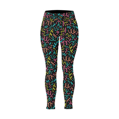 Squiggle Time - Womens High Waist Leggings (Sizes 16-22) Womens High Waist Leggings (Sizes 16-22) Printed Offshore