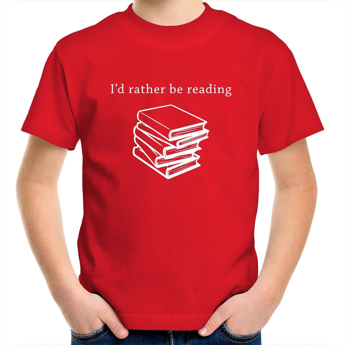 I'd Rather Be Reading - Kids Youth Crew T-Shirt Red Kids Youth T-shirt Funny