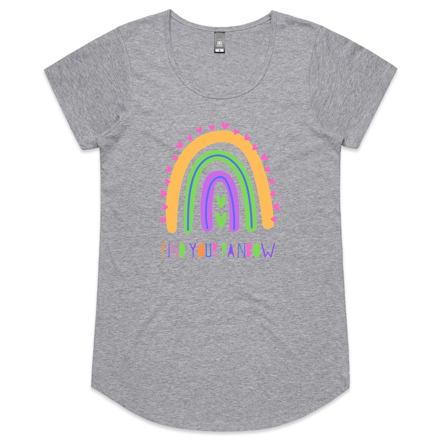 Find Your Rainbow - Womens Scoop Neck T-Shirt Grey Marle Womens Scoop Neck T-shirt Womens