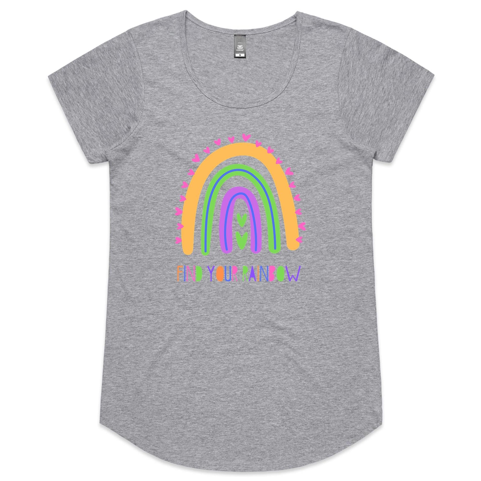 Find Your Rainbow - Womens Scoop Neck T-Shirt Grey Marle Womens Scoop Neck T-shirt Womens