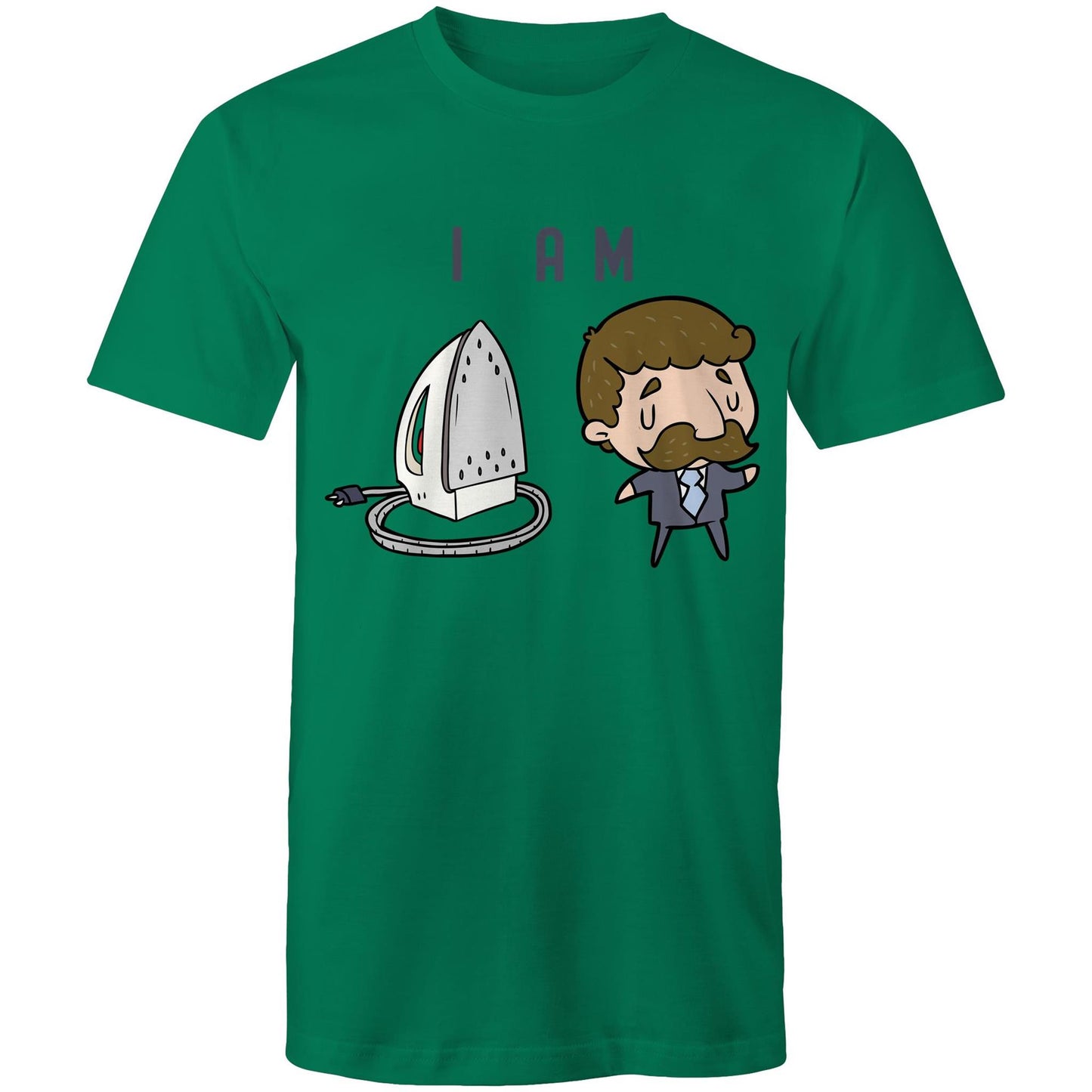 I Am Ironing Man Cartoon - Mens T-Shirt Kelly Green Mens T-shirt comic Funny
