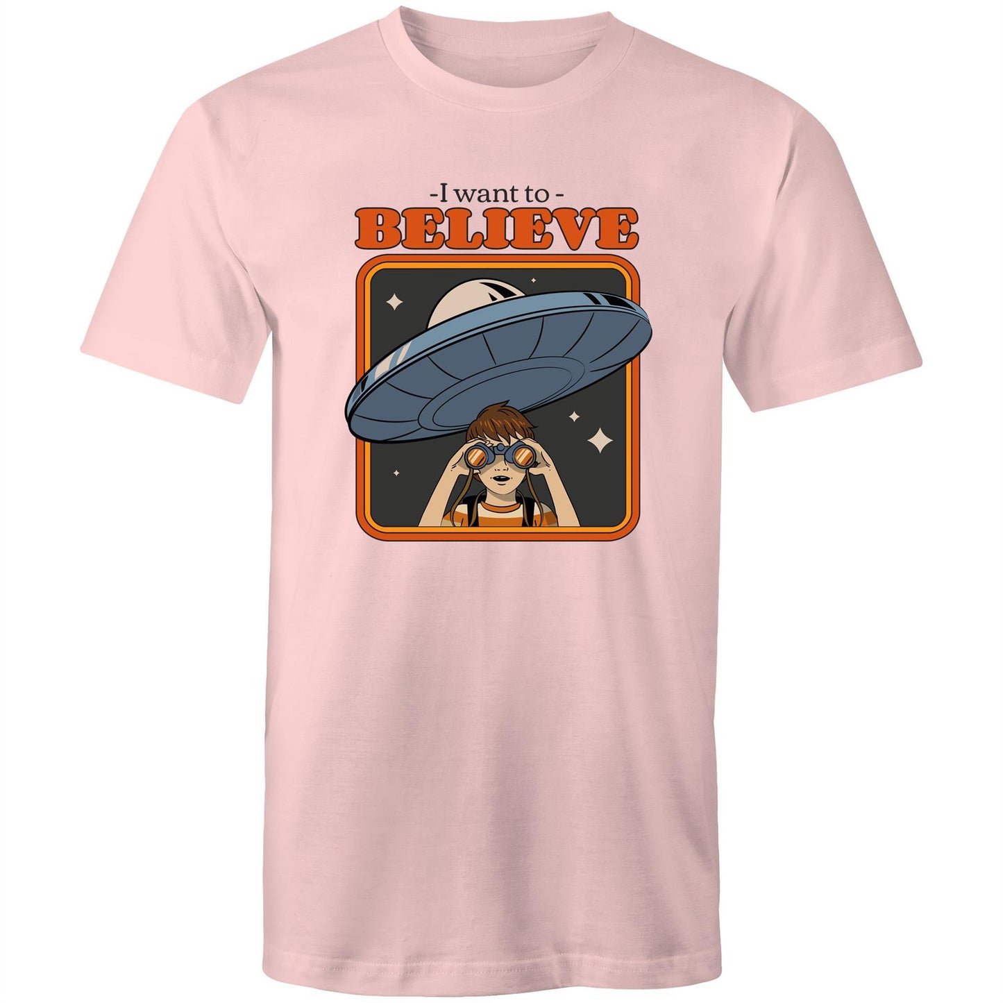 I Want To Believe - Mens T-Shirt Pink Mens T-shirt Sci Fi