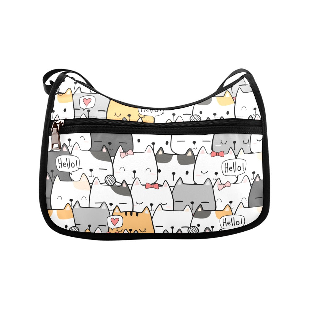 Cat Hello - Crossbody Fabric Handbag Crossbody Handbag Printed Offshore