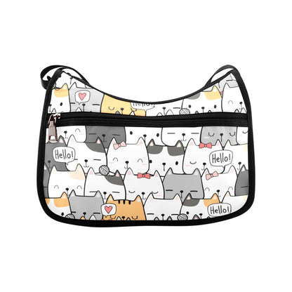 Cat Hello - Crossbody Fabric Handbag Crossbody Handbag
