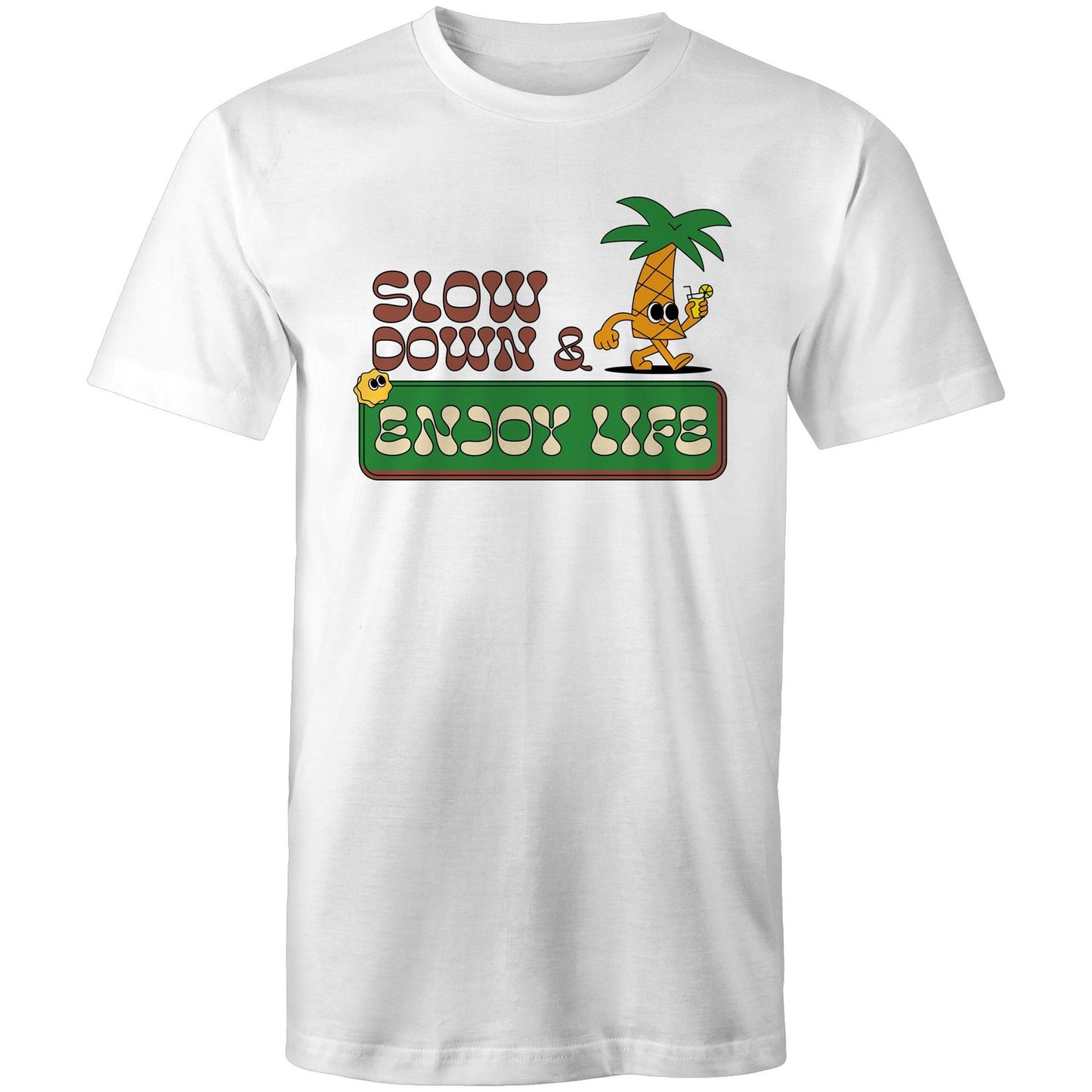Slow Down & Enjoy Life - Mens T-Shirt White Mens T-shirt Motivation Summer
