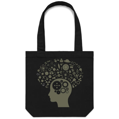 Science Brain - Canvas Tote Bag Black One-Size Tote Bag Science