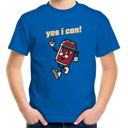 Yes I Can! - Kids Youth Crew T-Shirt Bright Royal Kids Youth T-shirt Motivation Retro