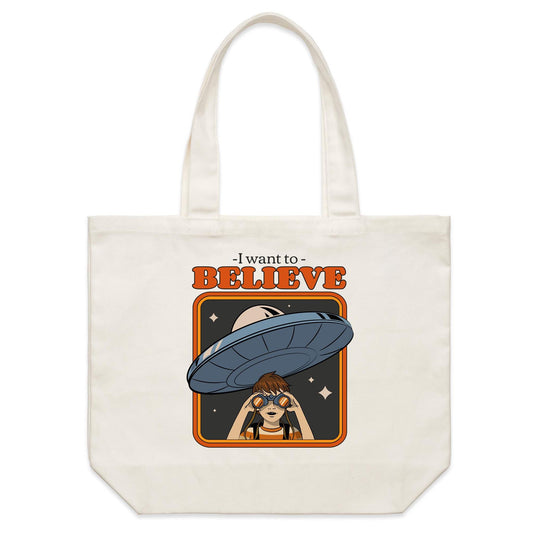 I Want To Believe - Shoulder Canvas Tote Bag Default Title Shoulder Tote Bag Sci Fi