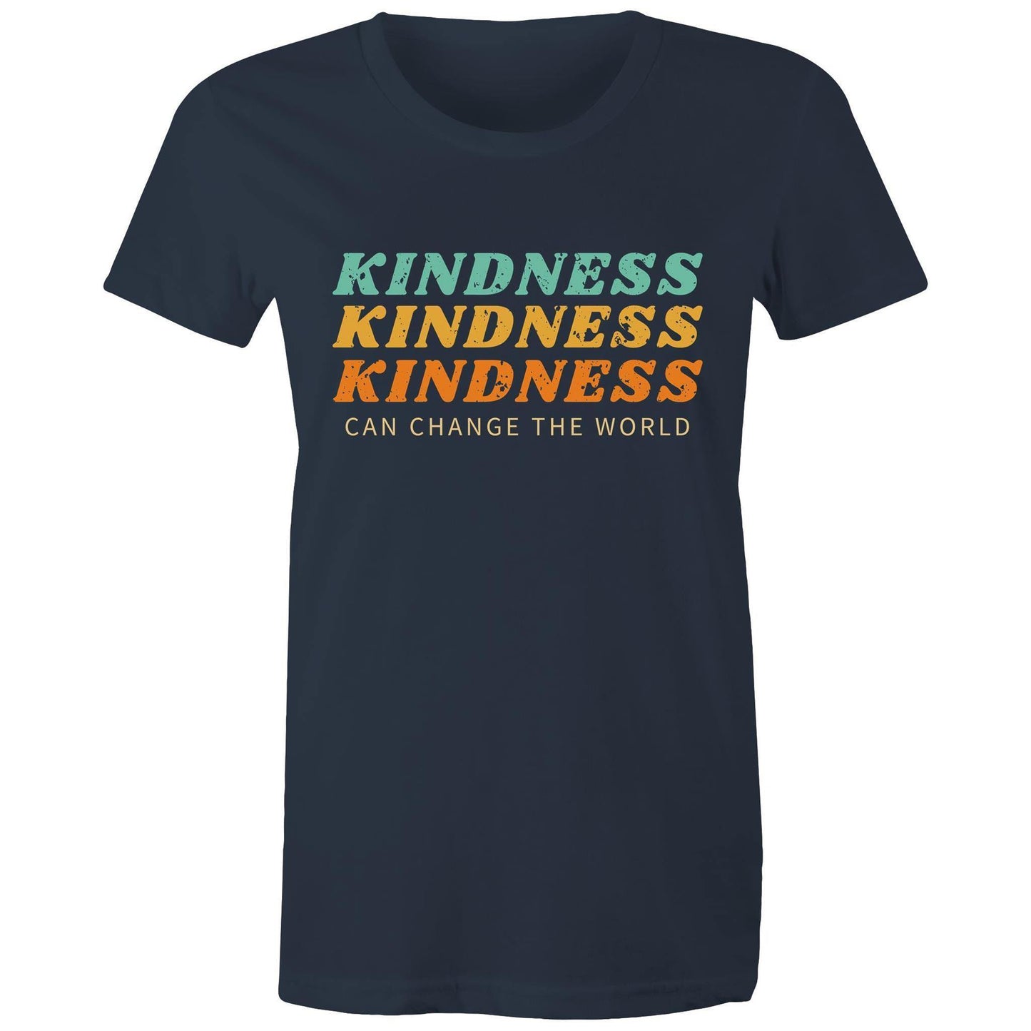 Kindness Can Change The World - Women's T-shirt Navy Womens T-shirt Retro Womens