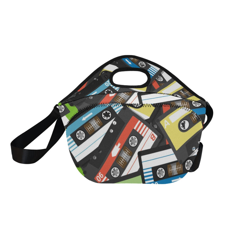 Cassette Tapes - Neoprene Lunch Bag/Large Neoprene Lunch Bag/Large Music Printed Offshore Retro