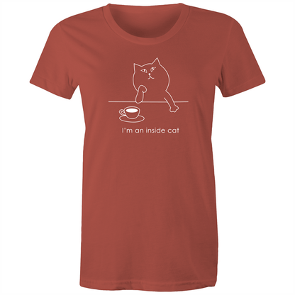 I'm An Inside Cat - Women's T-shirt Coral Womens T-shirt animal Funny Womens